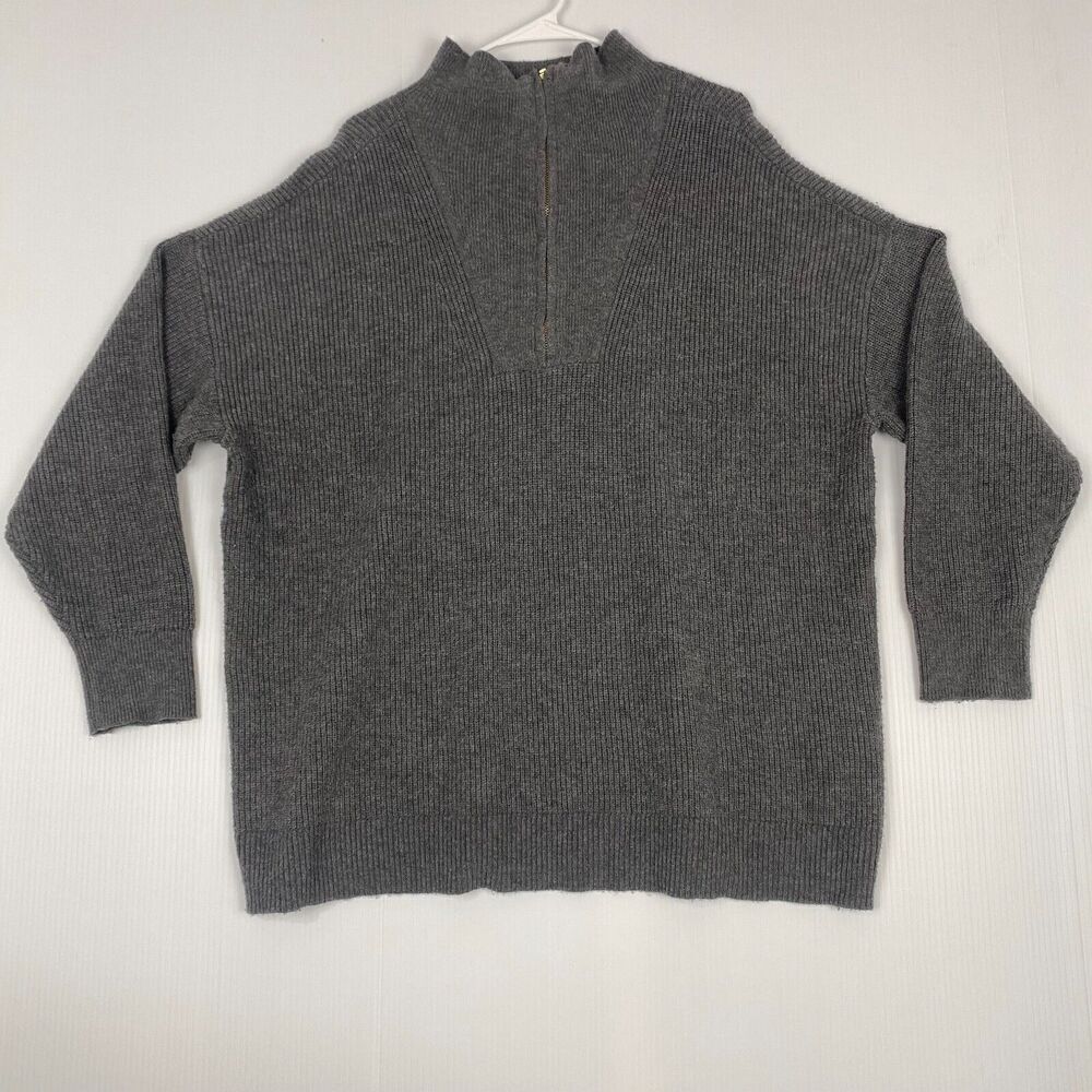 Lane Bryant Women's Size 22/24 Pullover Sweater  Gray Long Sleeve 1/4 Zip